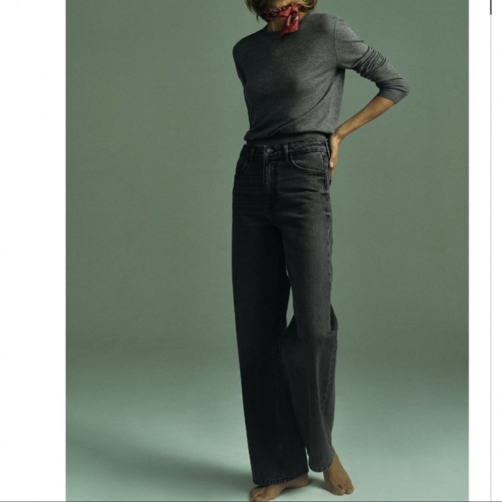 NWT ZARA ZW THE ‘90S WIDE LEG JEANS GRAY MARL